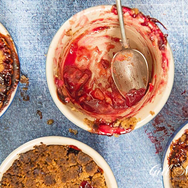 Delicious Plum Cinnamon and Red Wine Crumble to warm you through the winter months.