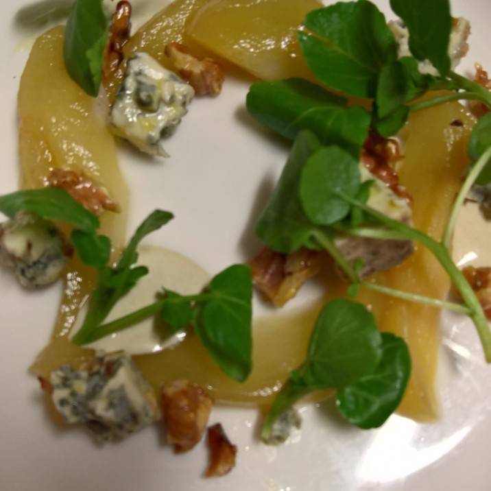 Pear, Strathdon Blue, walnut and watercress. Lunch in Perthshire is never dull!