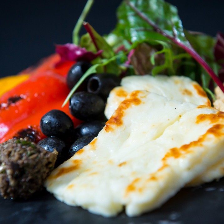 Halloumi, Olives, Hummous, Peppers and Pitta - the med platter at Glassrooms Cafe in Perth Concert Hall is one of Nicki's favourite Perth City lunches!