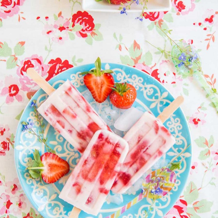 This week Gill has gone all summery and made some strawberry and cream ice lollies. These are perfect for long summner nights in the garden and healthy for the kids to cool down and snack on.