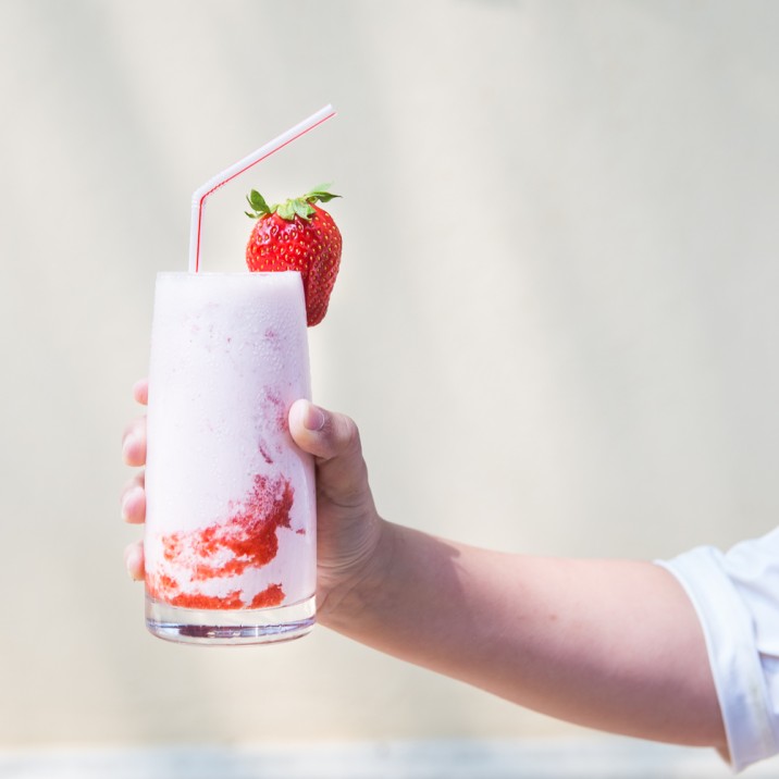 This tasty strawberry milkshake is the perfect pick me up as the weather heats up!