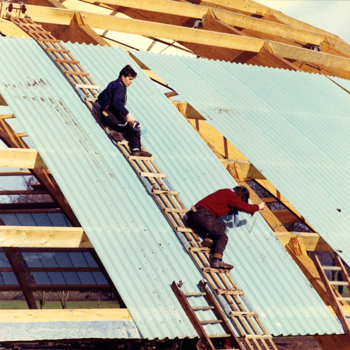 The roof of Bells Sports Centre being built 50 years ago.