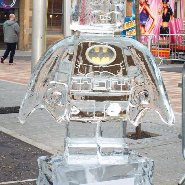 An impressive variety of ice sculptures lined the streets of Perth at the International Christmas market and lights switch on event from Princess statues to Batman