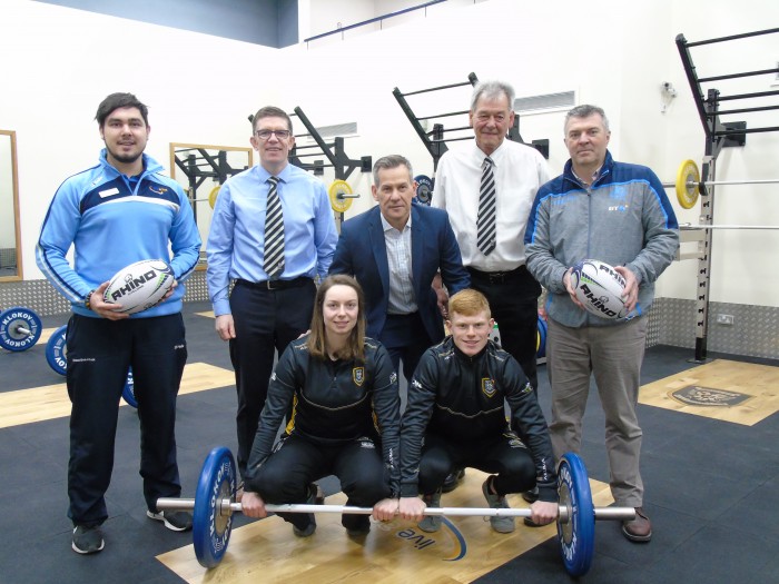 Representatives from Scottish Rugby, Perthshire Rugby and Live Active Leisure at the opening of the Strength and Conditioning Gym in Bell's Sports Centre.