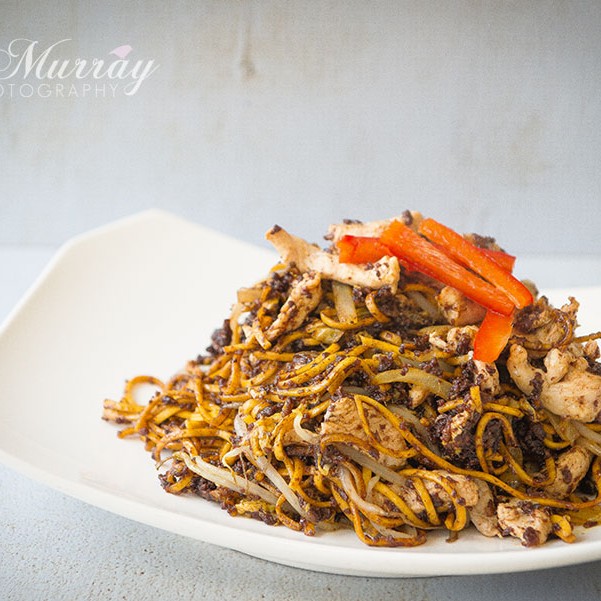 Chicken and Stornoway Black pudding with Fermented Chilli Noodles