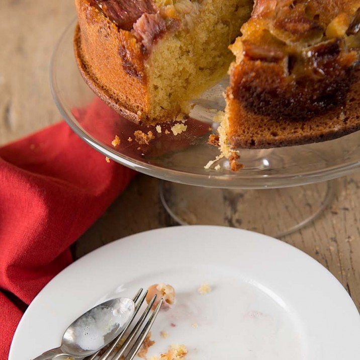 Empty plates of Rubarb Cake