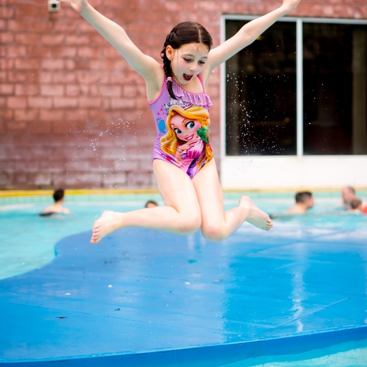 It's so much fun to leap into the outdoor pool!