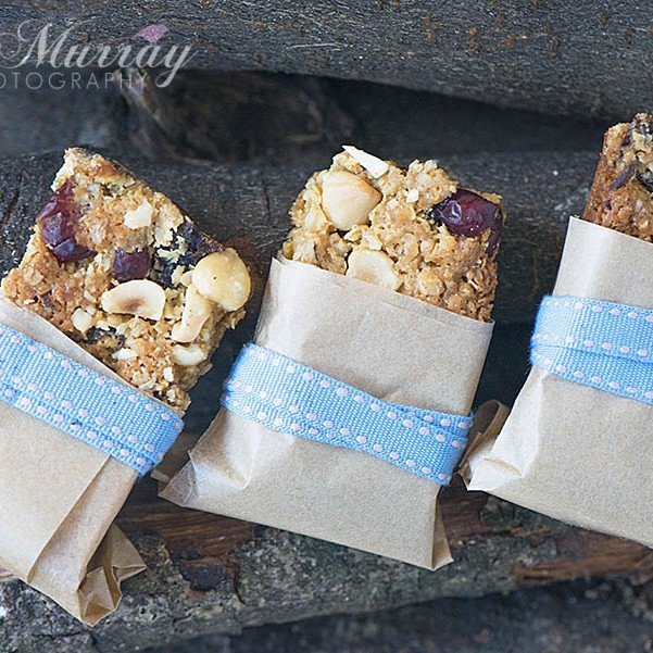 These Granola Bars are easy to make at home and perfect for breakfast on the go or for popping into school lunch boxes. Gill wrapped hers up and had them as a pocket snack on one of her family walks this week; They even took along a spare one for Teddy their dogI think the photo says it all!