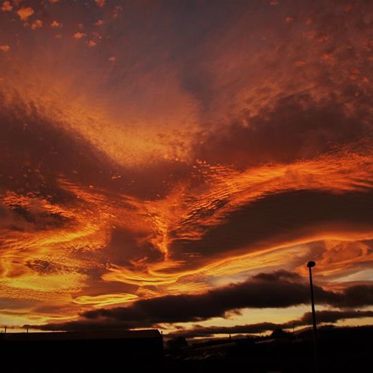 Gordon Muir captured this  image of the sky in North Muirton.  It looks like it's on fire as it burns vibrant shades of orange and red.