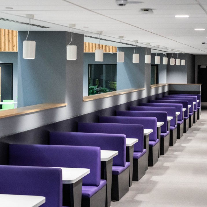 Flexible learning environments and social spaces look cool, feel comfortable and are spread throughout the school.