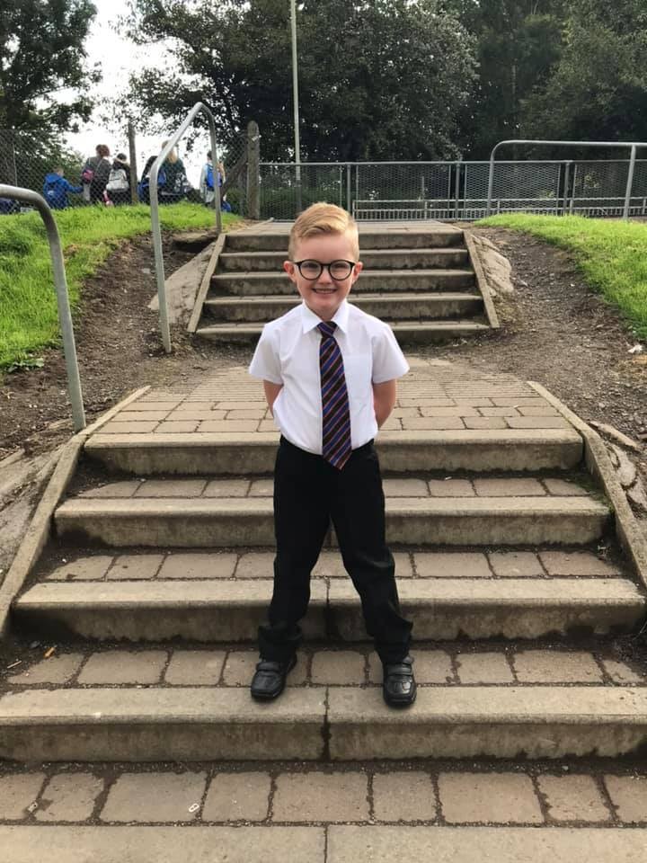 Ben's first day in P1 at Tulloch Primary School