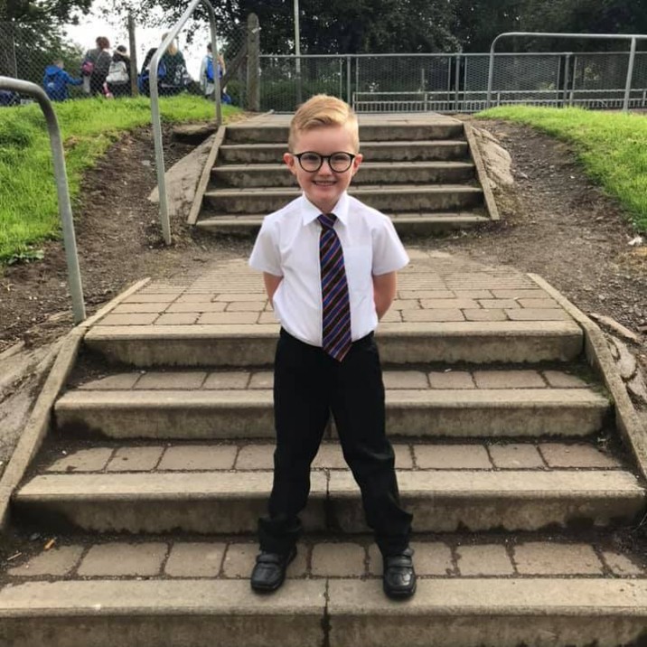Ben's first day in P1 at Tulloch Primary School