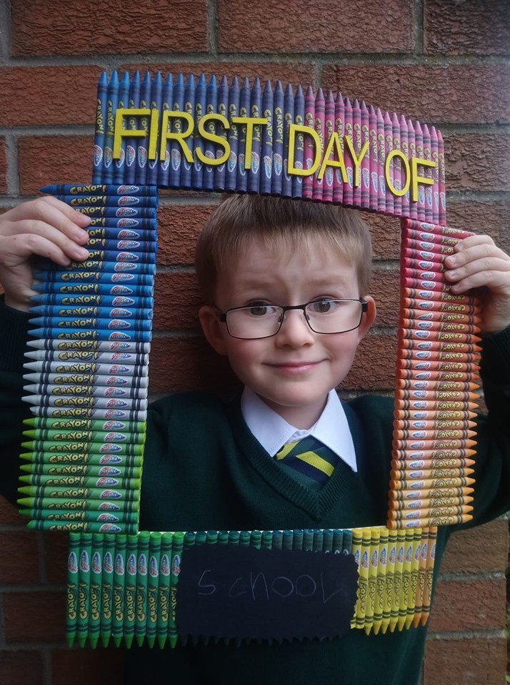 Ethan Hendry's first day at Dunbarney Primary School