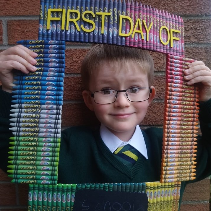 Ethan Hendry's first day at Dunbarney Primary School