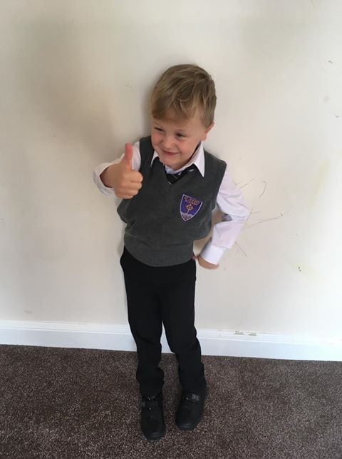 Ethan Rankin, age 4, on his first day of school at John's Academy