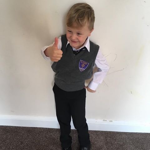 Ethan Rankin, age 4, on his first day of school at John's Academy