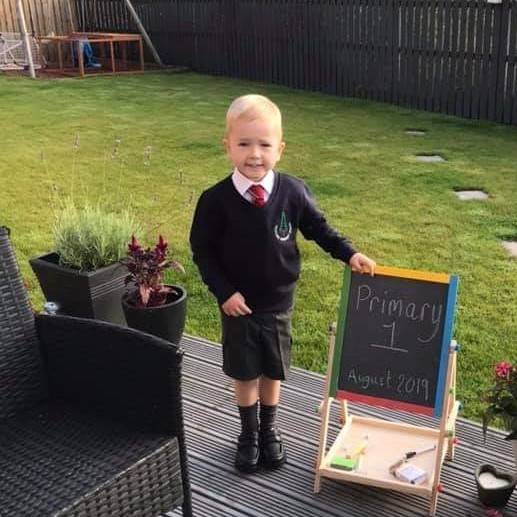 Kai is raring to go for primary one - Sent in by Mum Lesley