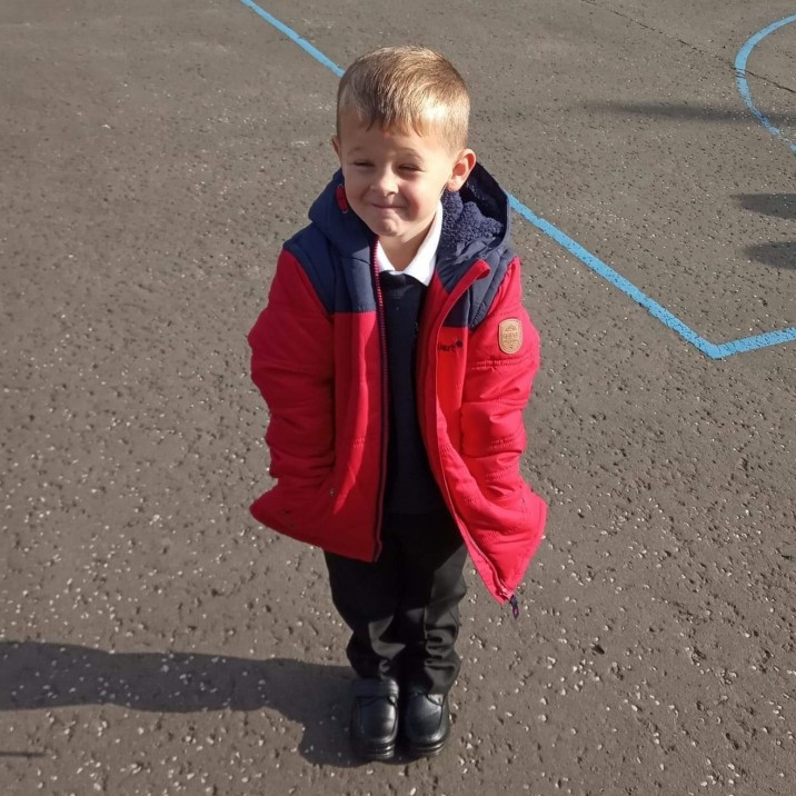 Hunter looking smart - and a wee bit cheeky! - at Forgandenny Primary. Sent in by Mum Claire