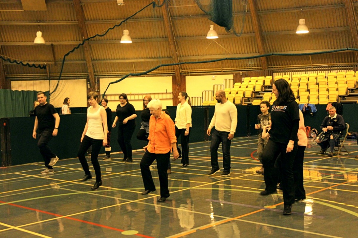 The Kinfauns Stepdancers led an engaging dance tutorial.